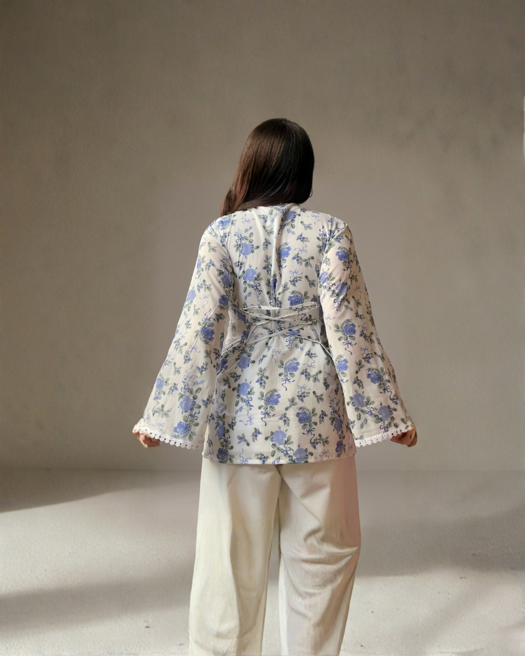 2PC-Blue Floral Kurta Set