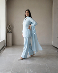 3PC-Elegant Sky Blue Kurta Set
