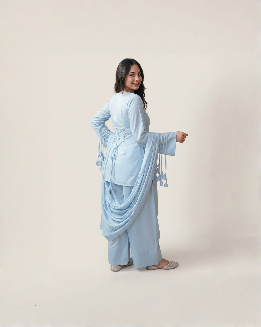 3PC-Elegant Sky Blue Kurta Set