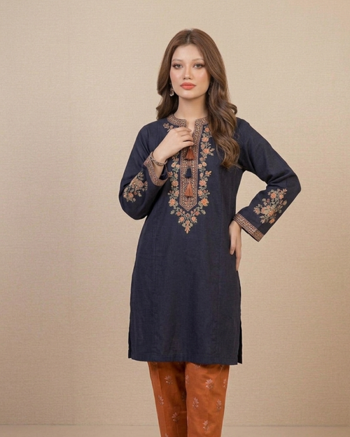2PC-Blue Embroidered