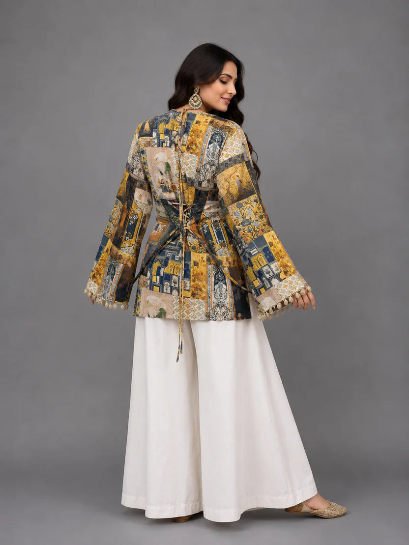 2PC-Printed Patchwork Kurta Set