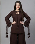 2PC-Brown Tassel Kurta Set