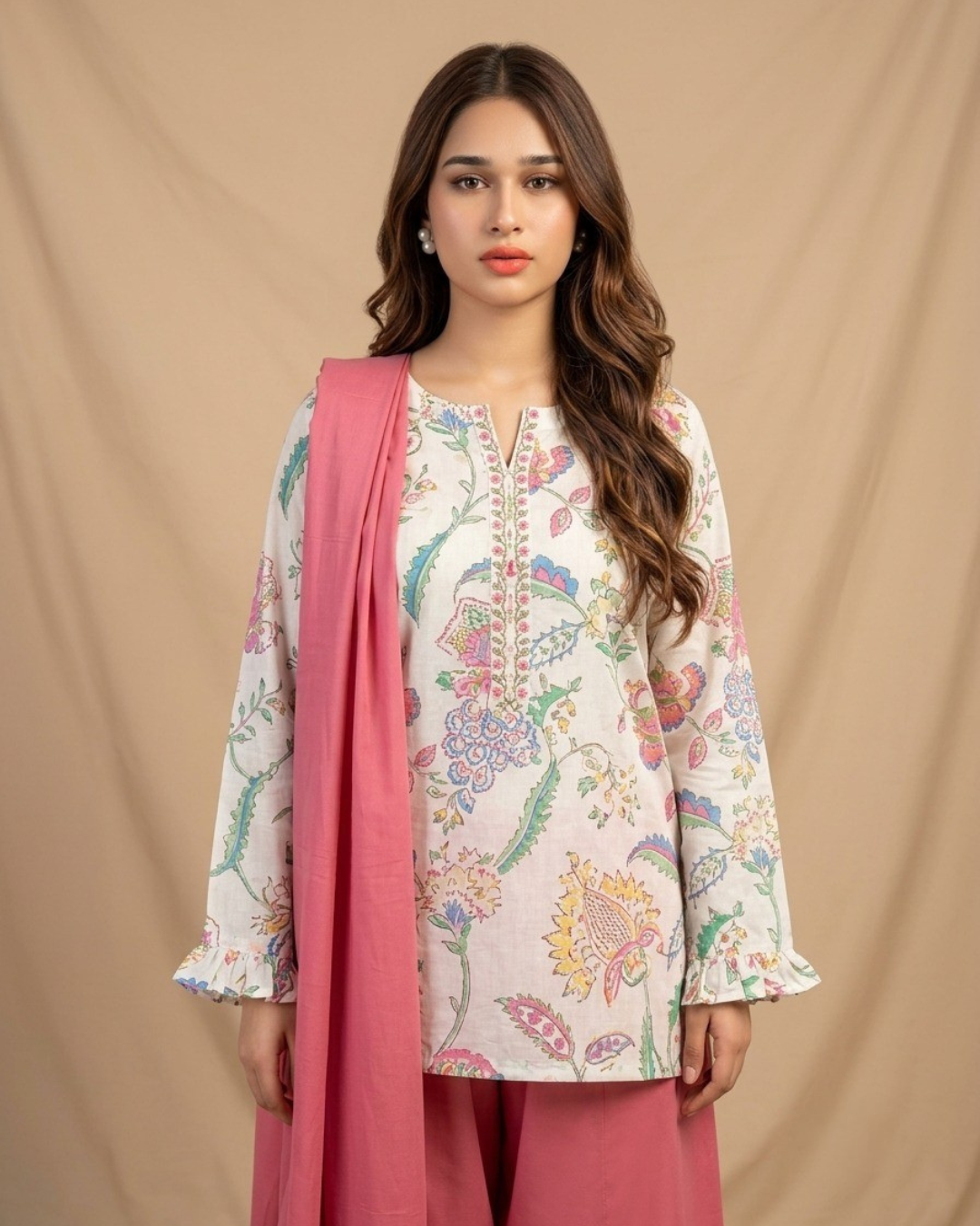 2PC-Floral Printed Kurta Set